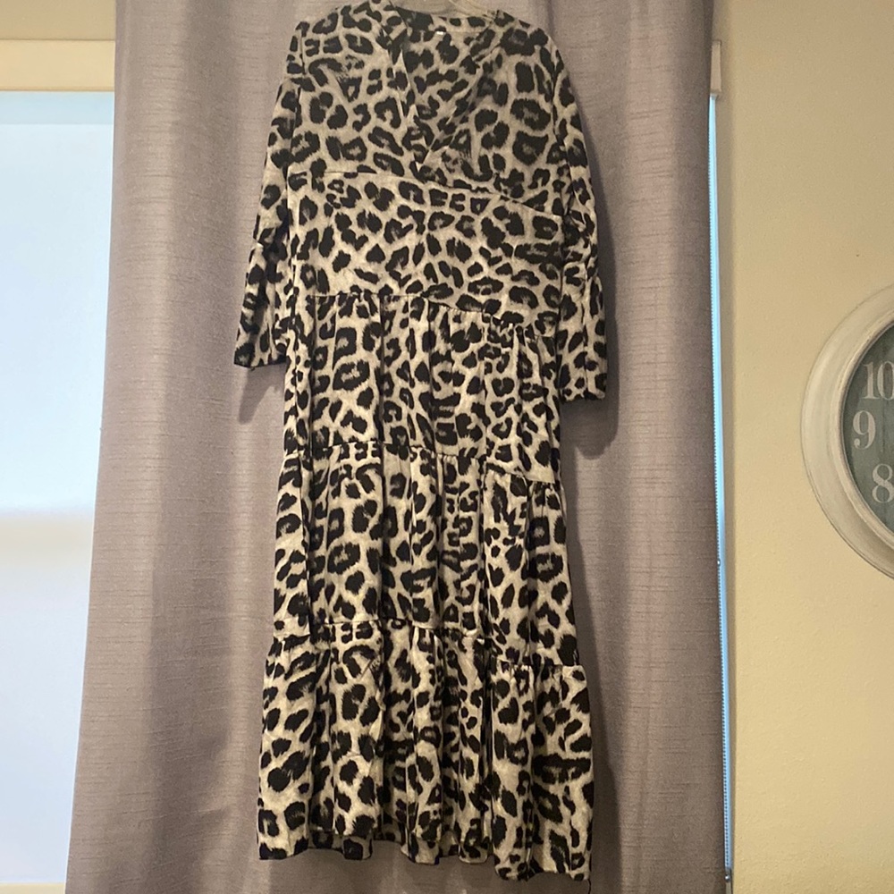 Animal Print Black & White Long Dress